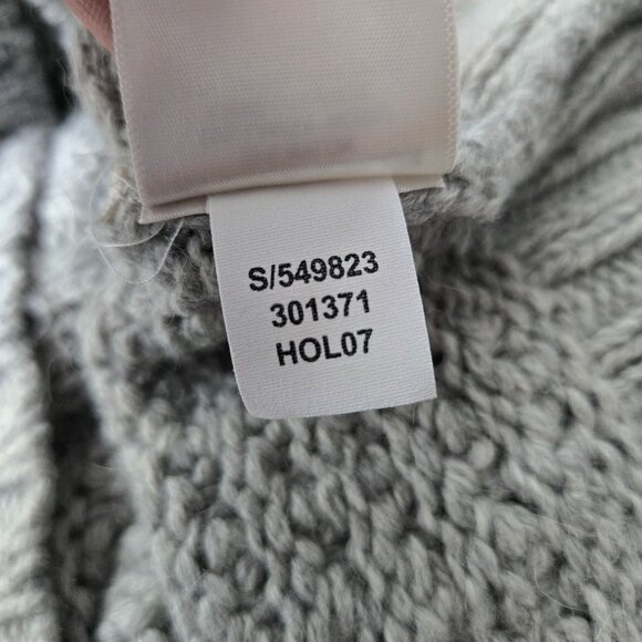 Old Navy Y2k Hooded Sweater Gray Lambswool Rabbit Hair Preppy Chunky Cable Knit - Picture 12 of 13